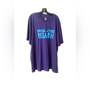 ❤️3 for $10 musical tee “Once On This Island” purple moisture wick fabric.